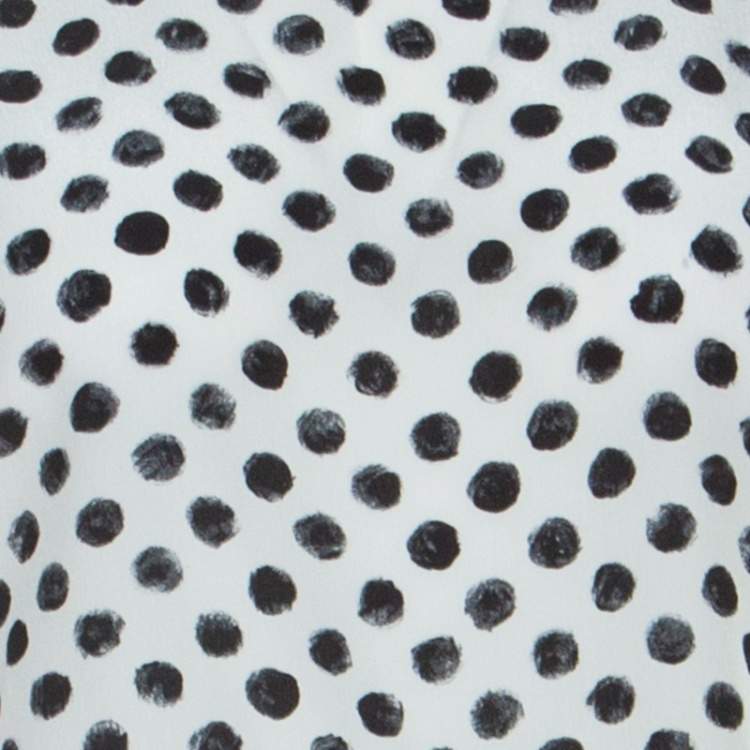 Pre Owned Dolce & Gabbana Monochrome Brushstroke Polka Dot Print Silk Blouse M