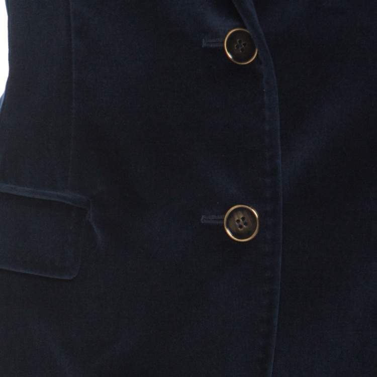 Pre Owned Dolce & Gabbana Navy Blue Velvet Notch Lapel Blazer S