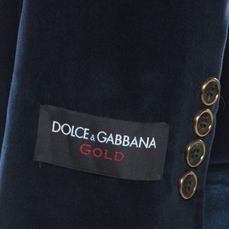 Pre Owned Dolce & Gabbana Navy Blue Velvet Notch Lapel Blazer S