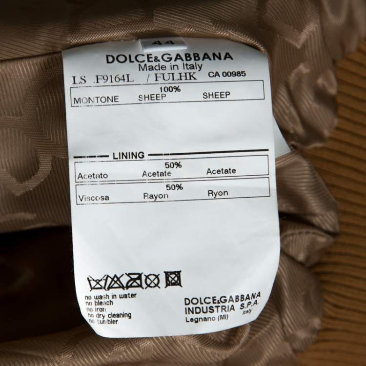 Pre Owned Dolce & Gabbana Camel Brown Short Sleeve Cropped Leather Jacket M 