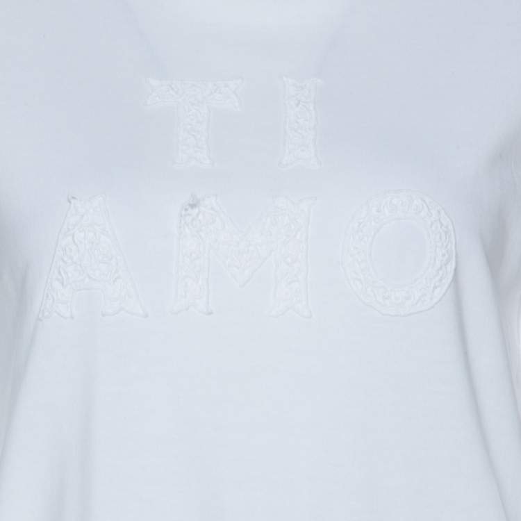 مملوكة مسبقًا Dolce & Gabbana White Cotton Ti Amo Applique T Shirt S 