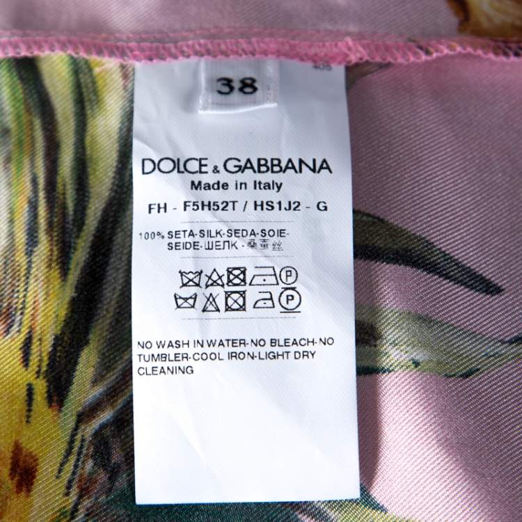 مملوكة مسبقًا Dolce & Gabbana Pink Pineapple Print Silk Boxy Shirt S