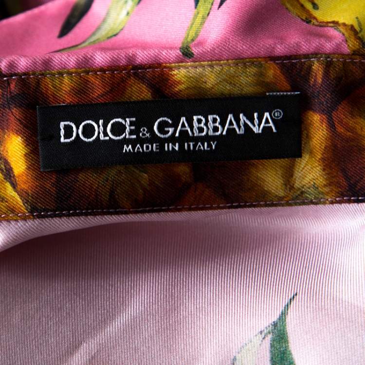مملوكة مسبقًا Dolce & Gabbana Pink Pineapple Print Silk Boxy Shirt S