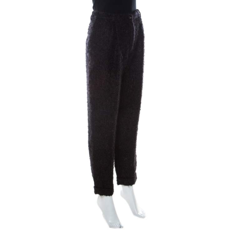 Pre Owned Dolce & Gabbana Brown Fuzzy Wool Blend Carrot Fit Trousers S