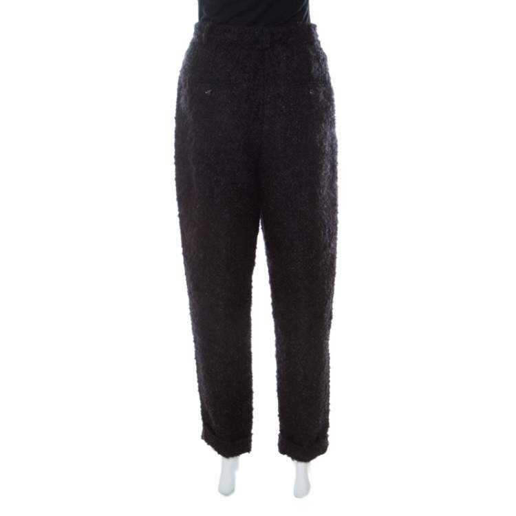 Pre Owned Dolce & Gabbana Brown Fuzzy Wool Blend Carrot Fit Trousers S