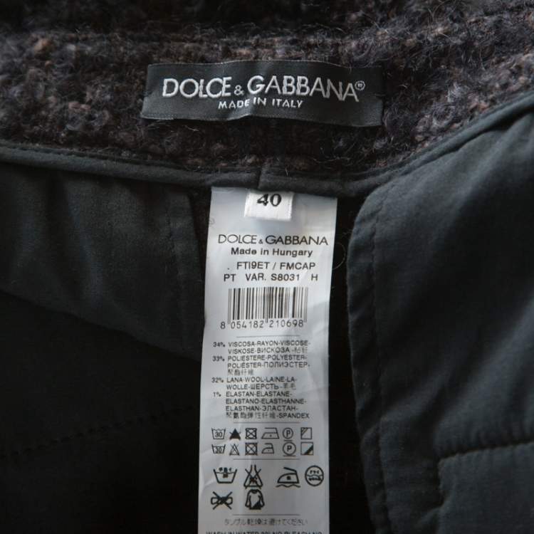 Pre Owned Dolce & Gabbana Brown Fuzzy Wool Blend Carrot Fit Trousers S