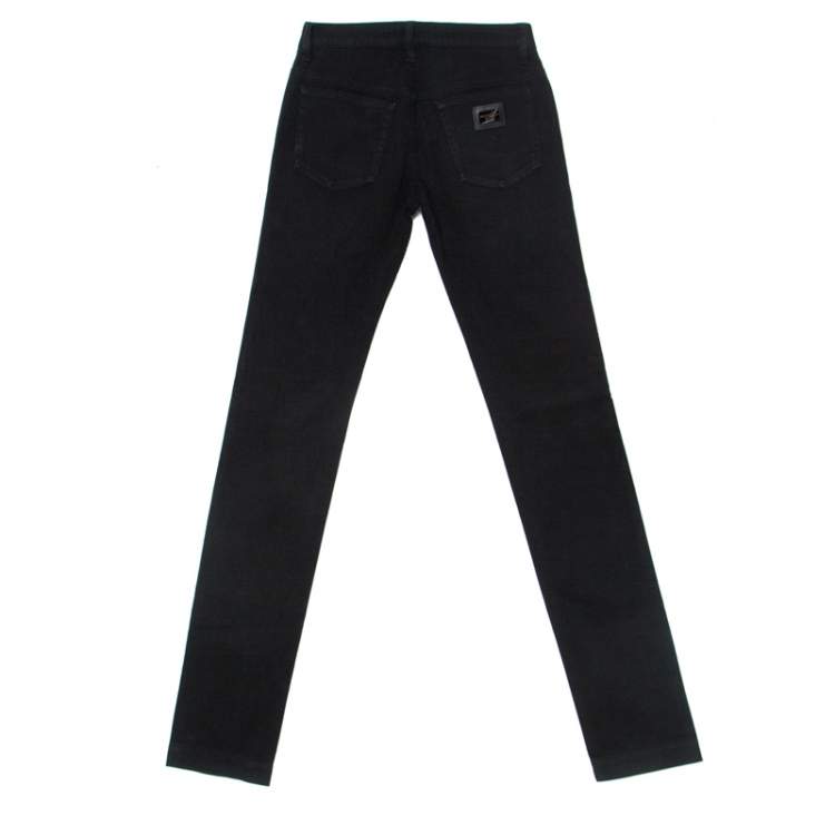 Pre Owned Dolce & Gabanna Black Cotton Striped Texture Pants S
