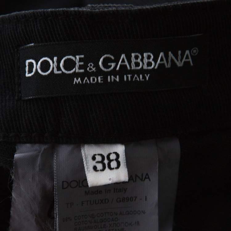 Pre Owned Dolce & Gabanna Black Cotton Striped Texture Pants S