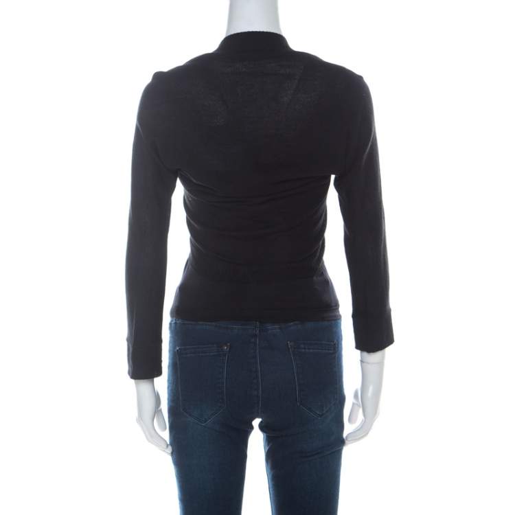 Pre Owned D&G Vintage Black Rib Knit Cropped Wrap Cardigan M