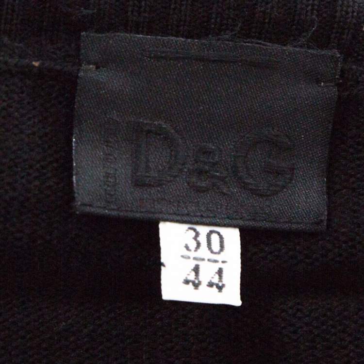Pre Owned D&G Vintage Black Rib Knit Cropped Wrap Cardigan M