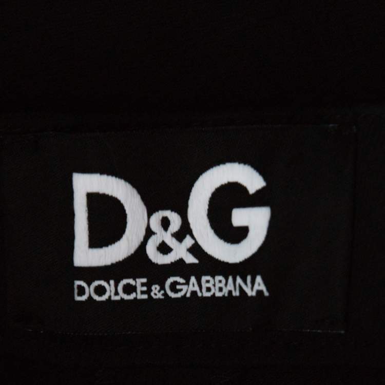 Pre Owned Dolce & Gabbana Black Cotton Blend Ankle Zipper Detail Trousers M