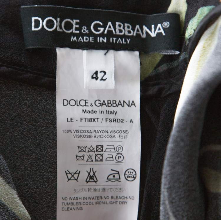 Pre Owned Dolce & Gabbana Black & Red Cady Carnation Print Miss Crepe Slim Leg Trousers M 