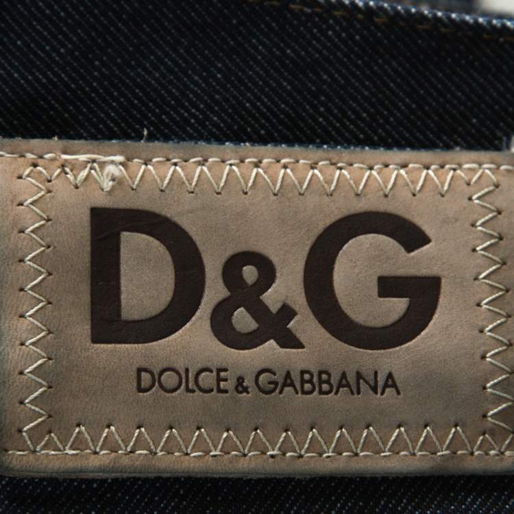 Pre Owned Dolce & Gabbana Indigo Denim Reverse Pocket Wide Leg Jeans XL 
