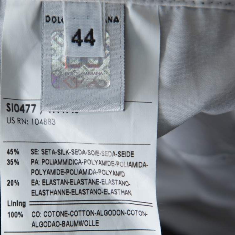 Pre Owned Dolce & Gabbana Black & White Silk Blend Ruched Detail Skirt M