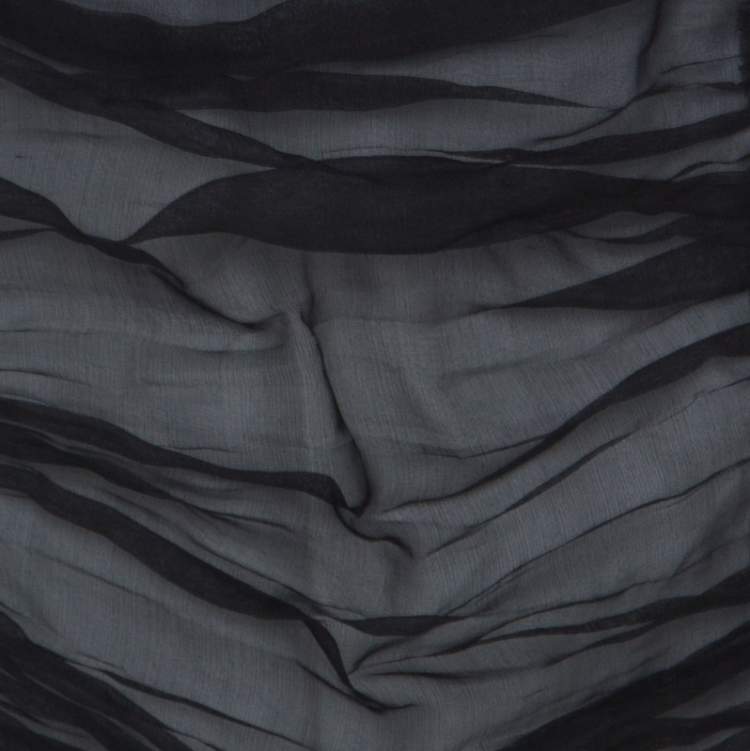 Pre Owned Dolce & Gabbana Black & White Silk Blend Ruched Detail Skirt M