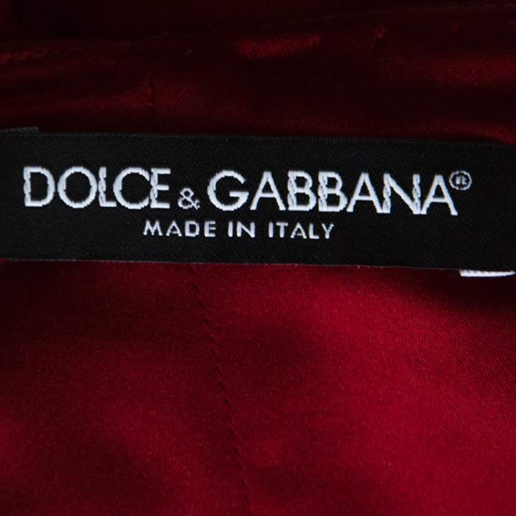 Pre Owned Dolce & Gabbana Red Wool Long Sleeve Shift Dress S
