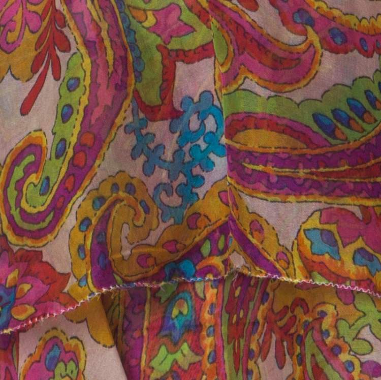 Pre Owned Dolce & Gabbana Multicolor Paisley Print Silk Tiered Ruffle Maxi Dress M