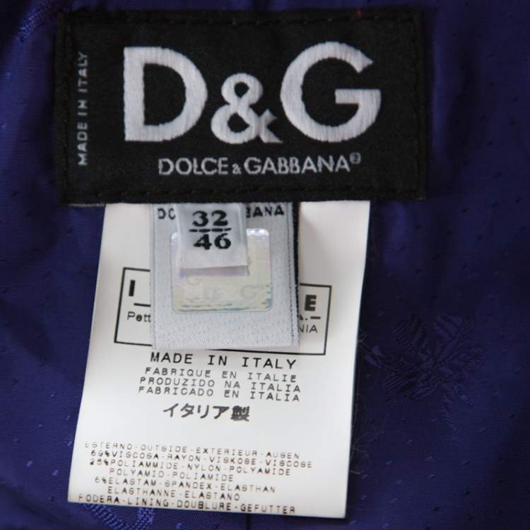 Pre Owned D&G Vintage Black Stretch Knit Oversized Button Detail Cropped Blazer L 