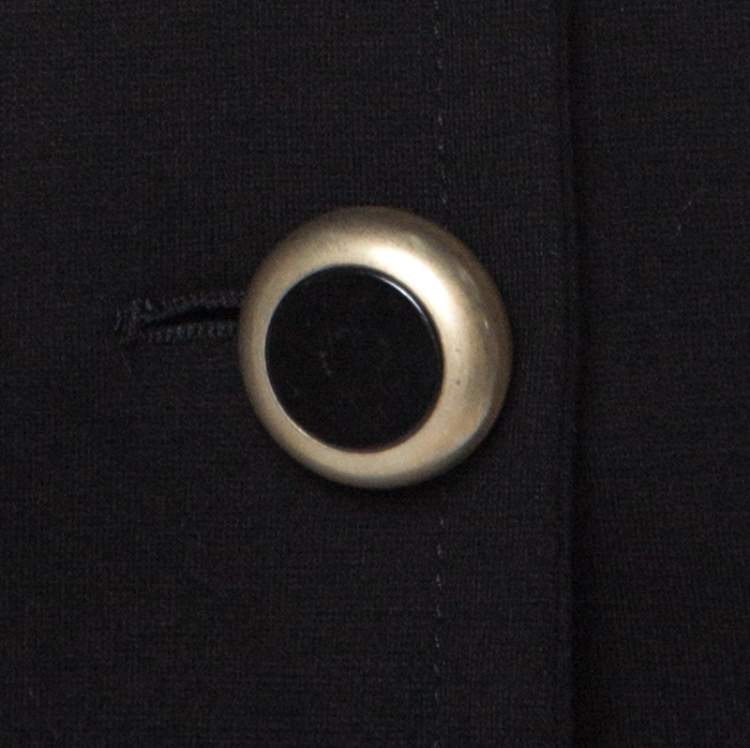 Pre Owned D&G Vintage Black Stretch Knit Oversized Button Detail Cropped Blazer L 
