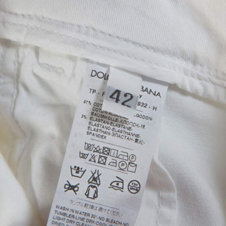 Pre Owned Dolce & Gabbana White Cotton Denim Jeans M