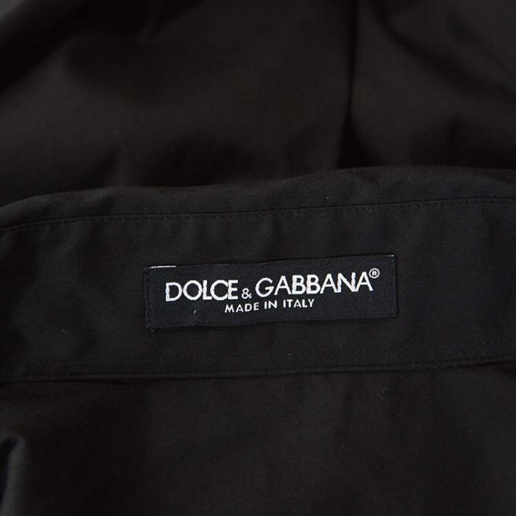 Pre Owned Dolce & Gabbana Black Stretch Cotton Button Front Shirt S