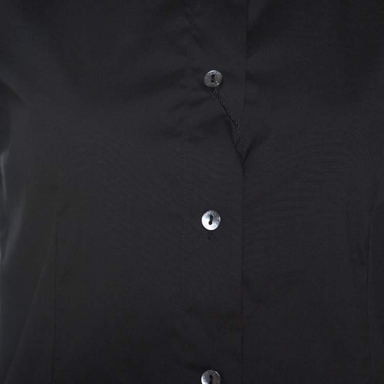 Pre Owned Dolce & Gabbana Black Stretch Cotton Button Front Shirt S