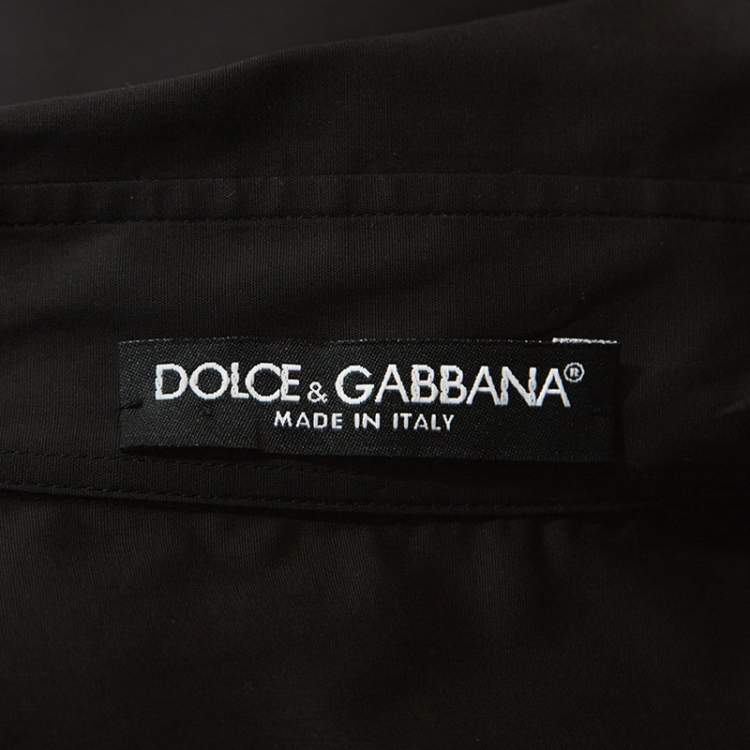 Pre Owned Dolce & Gabbana Black Stretch Cotton Button Front Tailored Shirt S