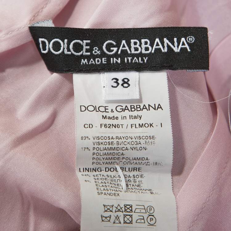 Pre Owned Dolce & Gabbana Pink Lace Flounce Midi Dress S