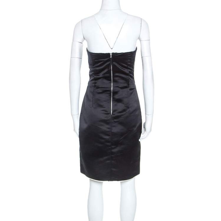 Pre Owned Dolce and Gabbana Black Silk Strapless Short Dress S