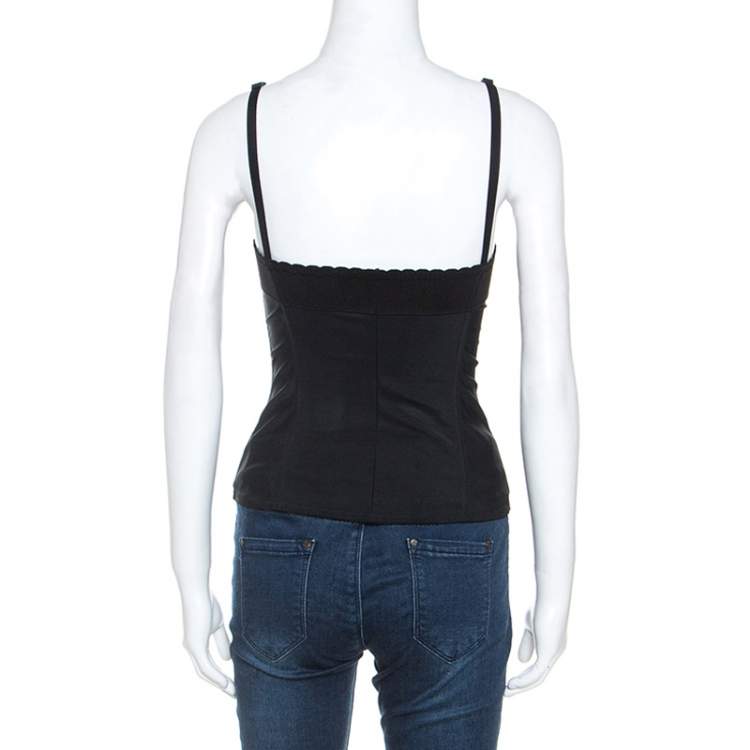 Pre Owned Dolce & Gabbana Black Lace Detail Bustier Top S