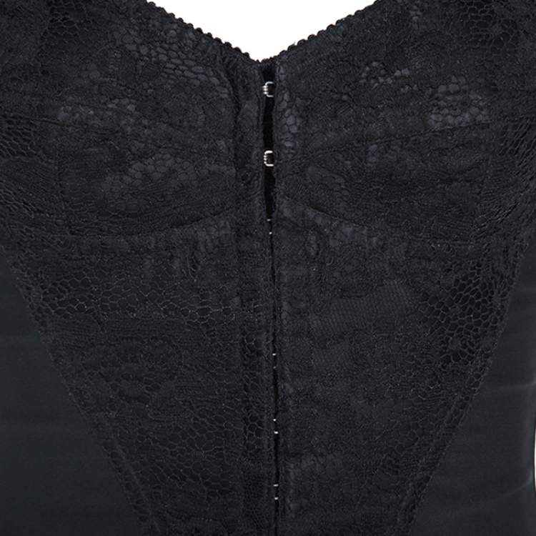 Pre Owned Dolce & Gabbana Black Lace Detail Bustier Top S