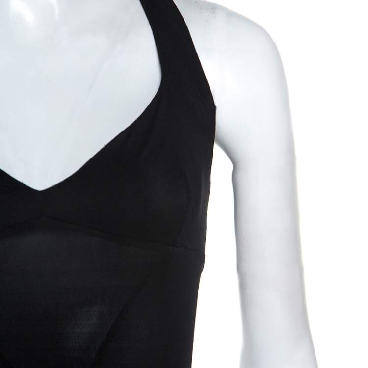 Pre Owned Dolce & Gabbana Black Stretch Knit Halterneck Dress S