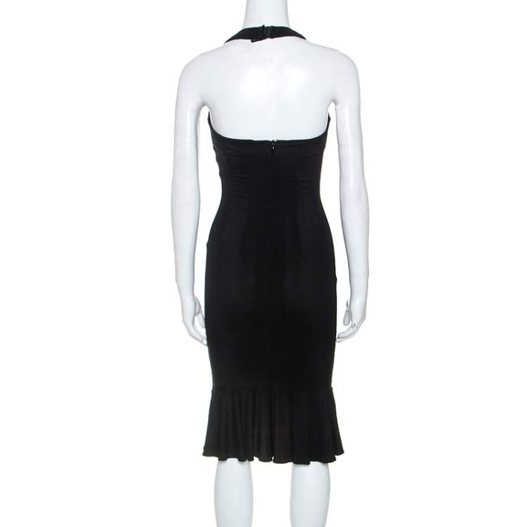 Pre Owned Dolce & Gabbana Black Stretch Knit Halterneck Dress S