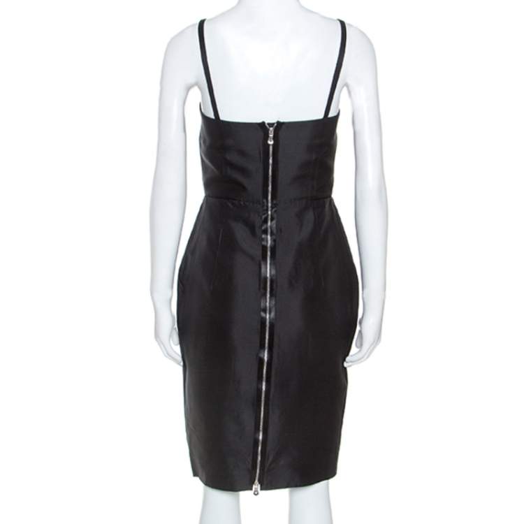 Pre Owned Dolce & Gabbana Black Taffeta Sleeveless Short Dress S