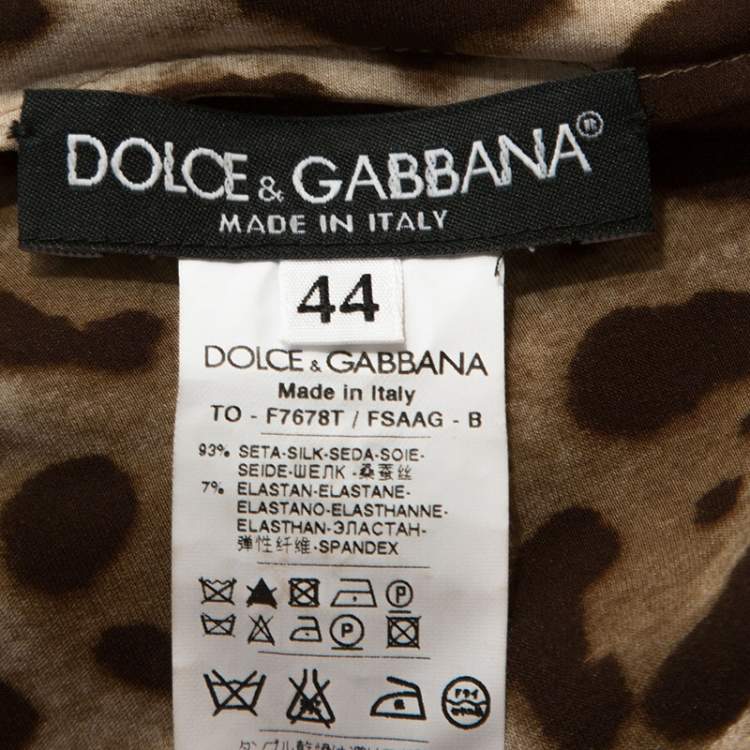 Pre Owned Dolce & Gabbana Beige Leopard Print Silk Sleeveless Top M