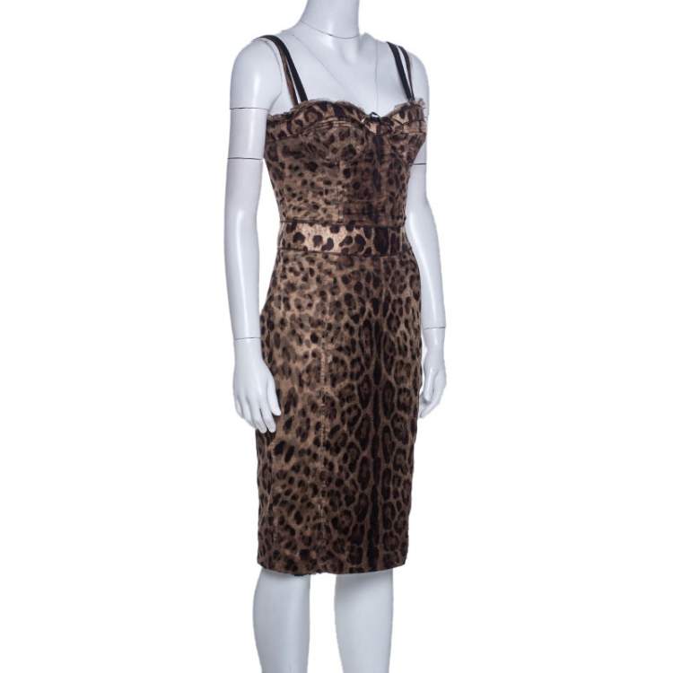Dolce & Gabbana Brown Leopard Print Silk Tulle Bustier Dress S Dolce &  Gabbana | TLC