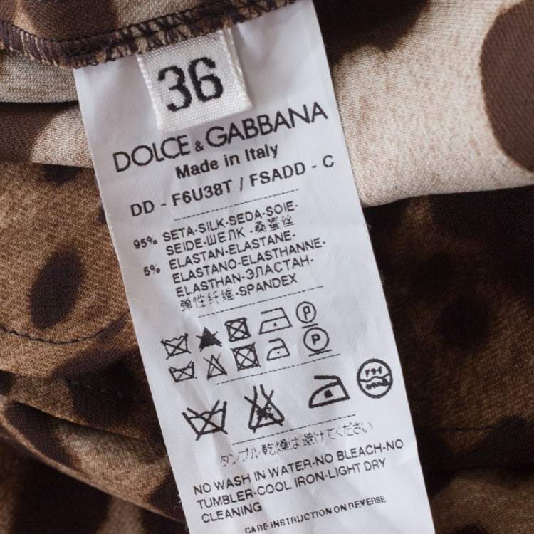 Pre Owned Dolce & Gabbana Brown Crepe Leopard Print Button Front Jumpsuit XS