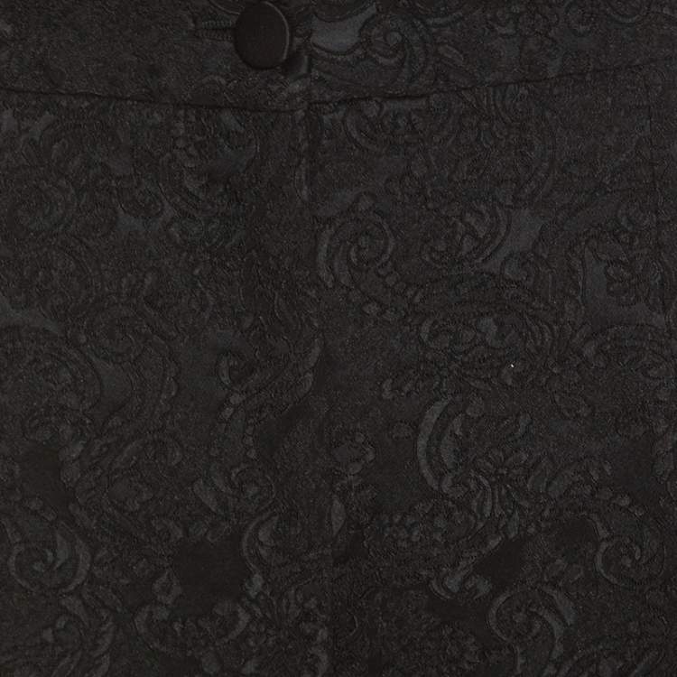 Pre Owned Dolce & Gabbana Black Embossed Jacquard Tapered Trousers M