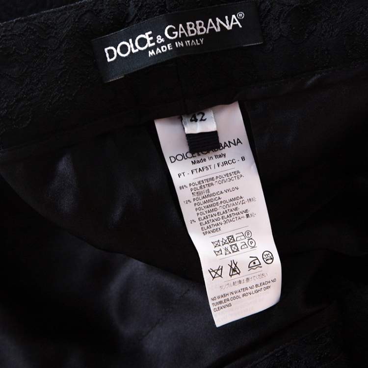 Pre Owned Dolce & Gabbana Black Embossed Jacquard Tapered Trousers M