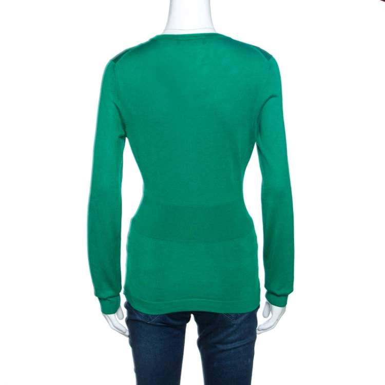 مملوكة مسبقًا Dolce & Gabbana Green Knit Crystal Button Detail Cardigan M