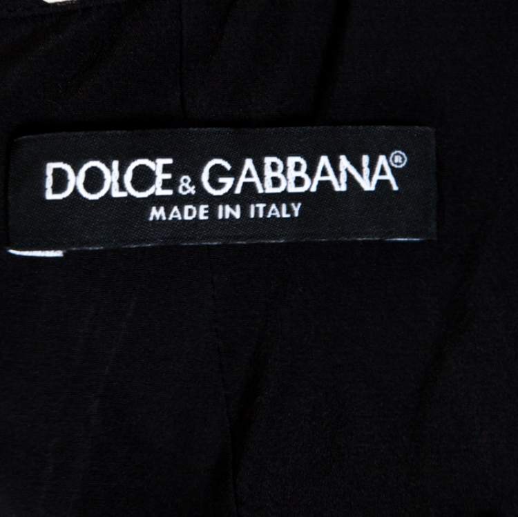 Pre Owned Dolce & Gabbana Black Playing Cards Print Silk Midi Dress M