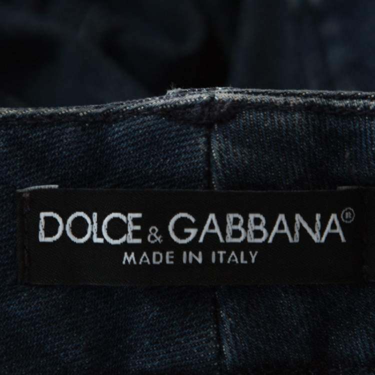 Pre Owned Dolce & Gabbana Indigo Faded Effect Denim Straight Fit Jeans XS