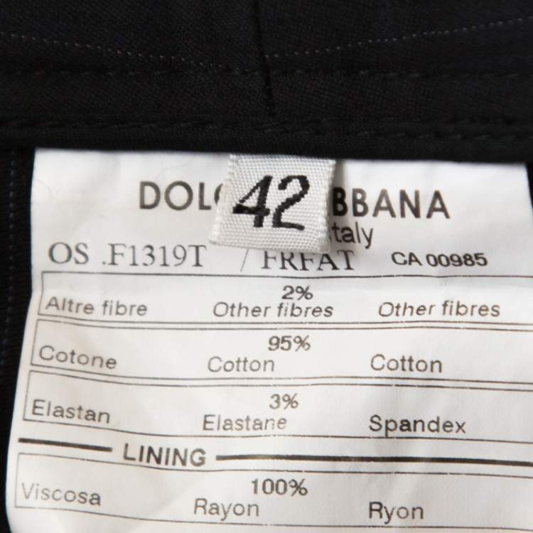 Pre Owned Dolce & Gabbana Charcoal Grey Pinstripe Stretch Cotton Trousers M