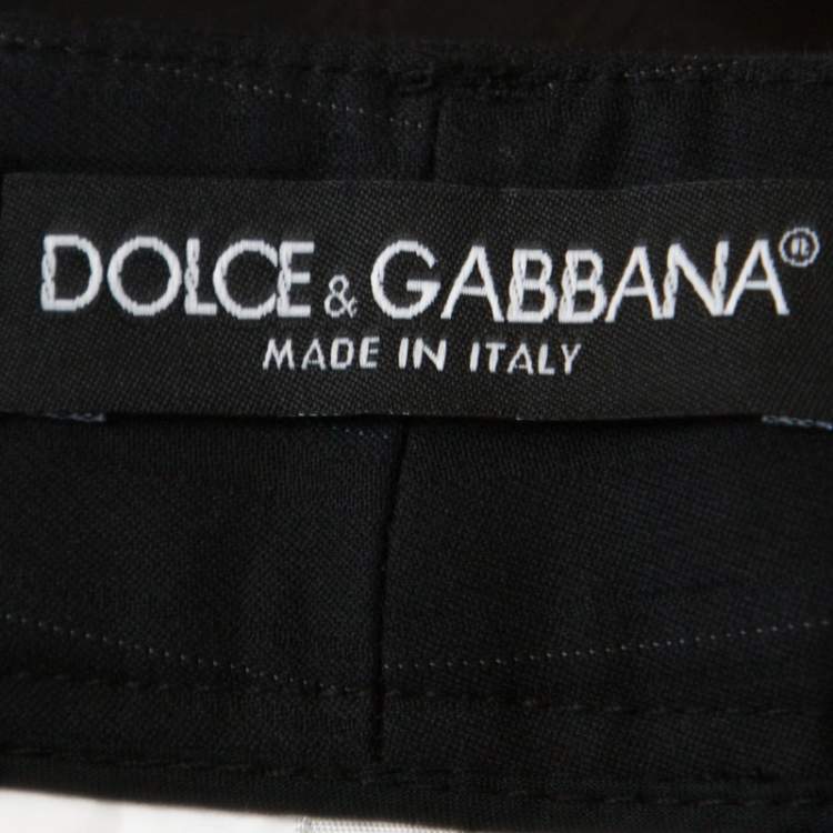 Pre Owned Dolce & Gabbana Charcoal Grey Pinstripe Stretch Cotton Trousers M