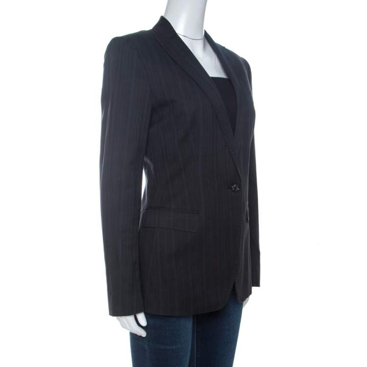 Pre Owned Dolce & Gabbana Black Pinstripe Cotton Single Buttoned Blazer M