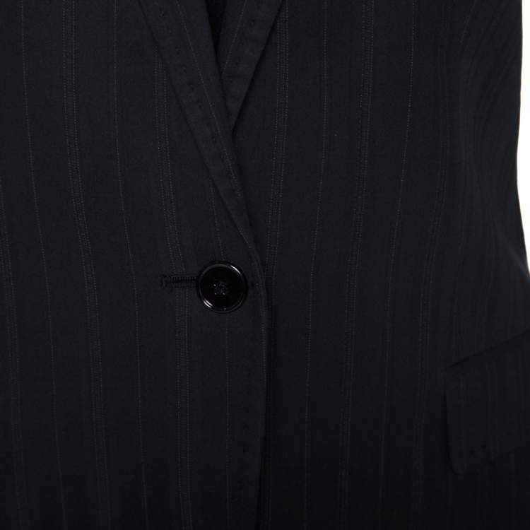 Pre Owned Dolce & Gabbana Black Pinstripe Cotton Single Buttoned Blazer M