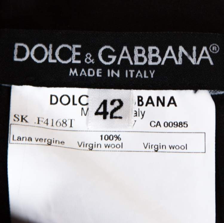 Pre Owned Dolce & Gabbana Black Wool Front Slit Detail Skirt M