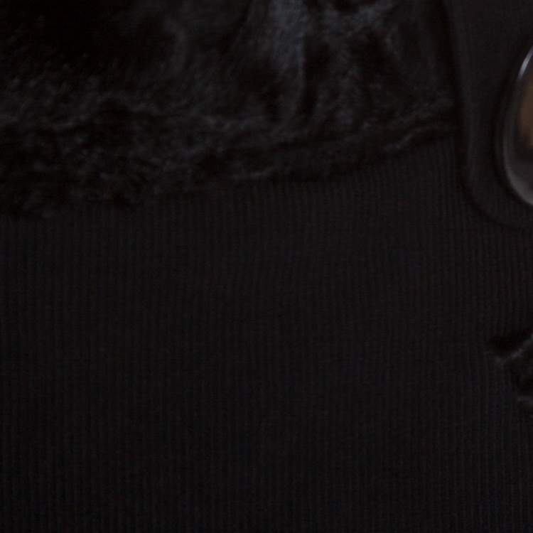 Pre Owned Dolce & Gabbana Black Wool Front Slit Detail Skirt M