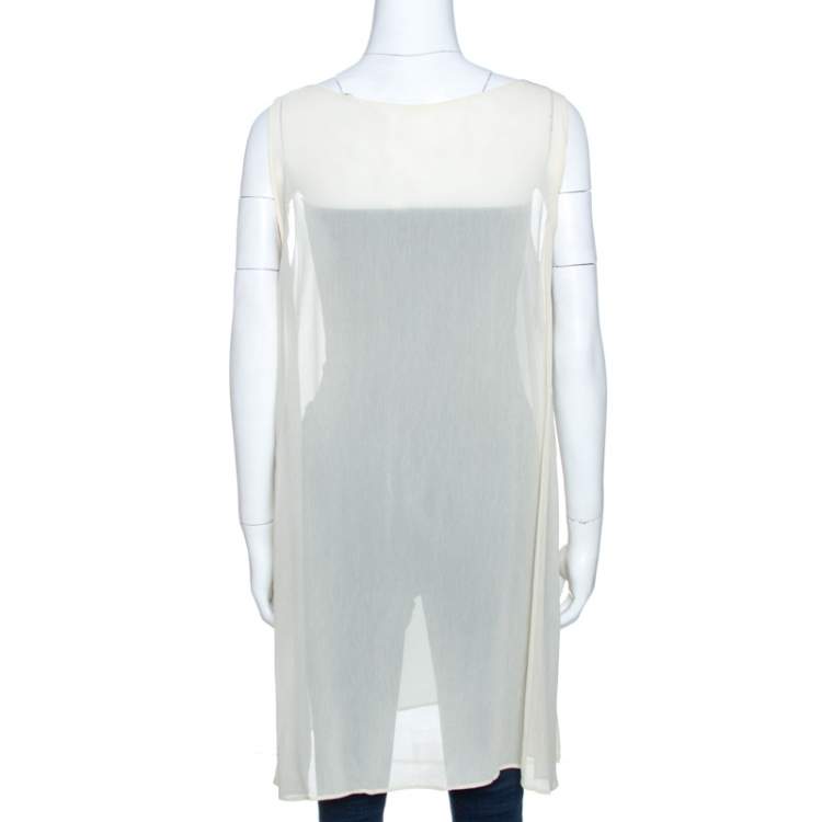 Pre Owned Dolce & Gabbana Vintage Cream Sheer Tunic Top M