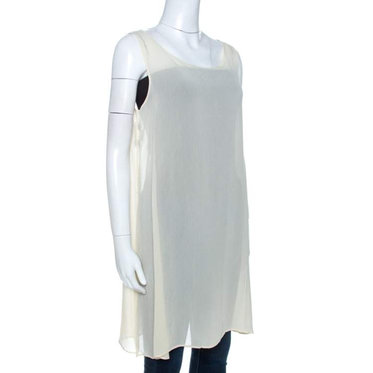 Pre Owned Dolce & Gabbana Vintage Cream Sheer Tunic Top M